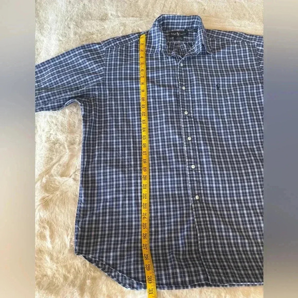 Ralph Lauren Blake Blue and White Plaid shirt sleeve button down Large vintage - Picture 9 of 12
